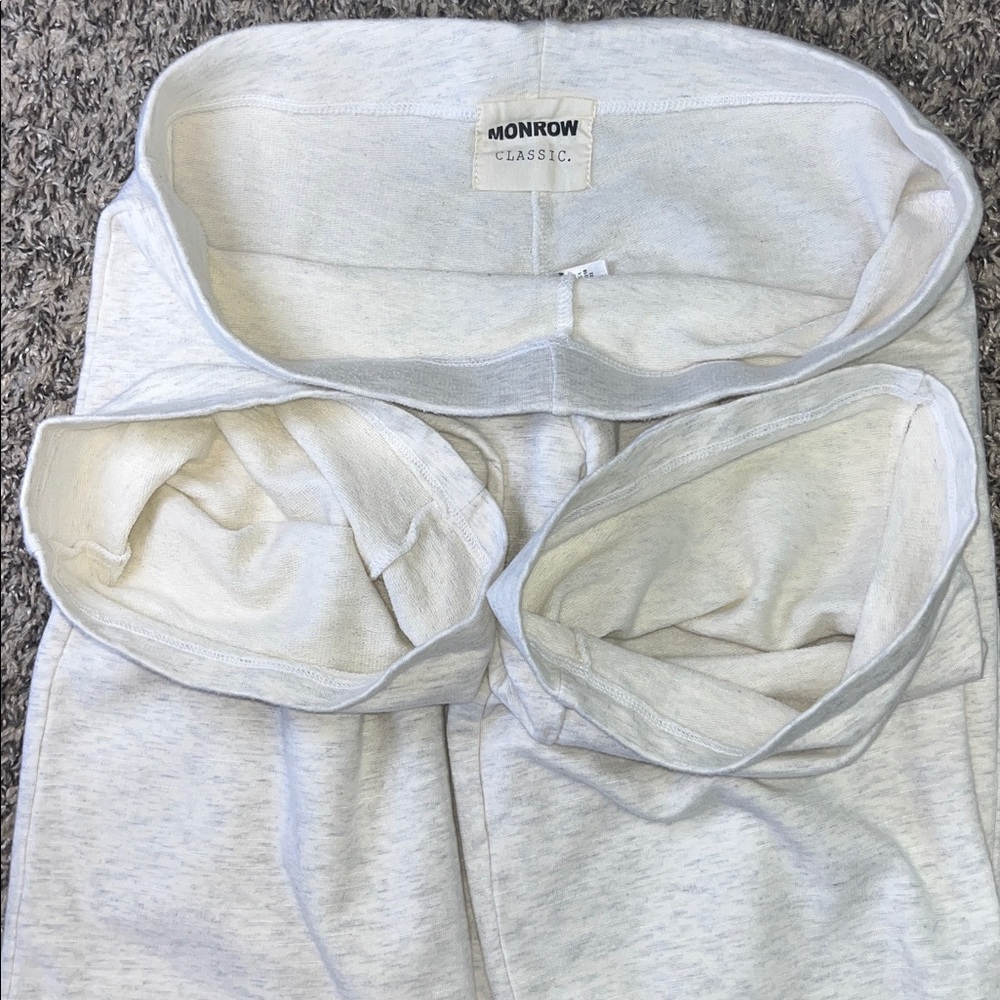 Monrow Classic Low Rise Crop Lounge Sweatpants ~ in Ash/Oatmeal - Picture 10 of 15
